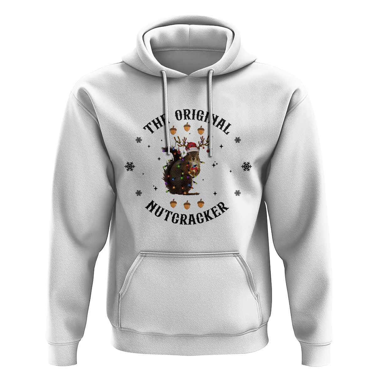 Funny Christmas Squirrel Hoodie The Original Nutcracker Snowflake Santa Hat