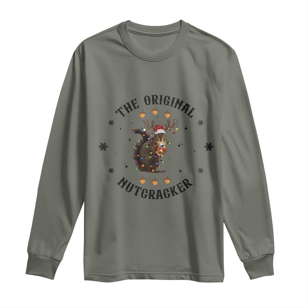 Funny Christmas Squirrel Long Sleeve Shirt The Original Nutcracker Snowflake Santa Hat TS11