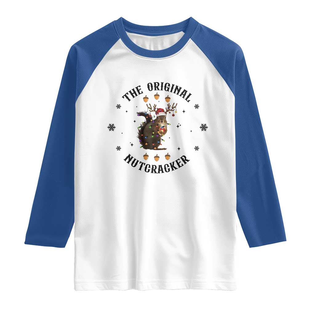Funny Christmas Squirrel Raglan Shirt The Original Nutcracker Snowflake Santa Hat - Wonder Print Shop