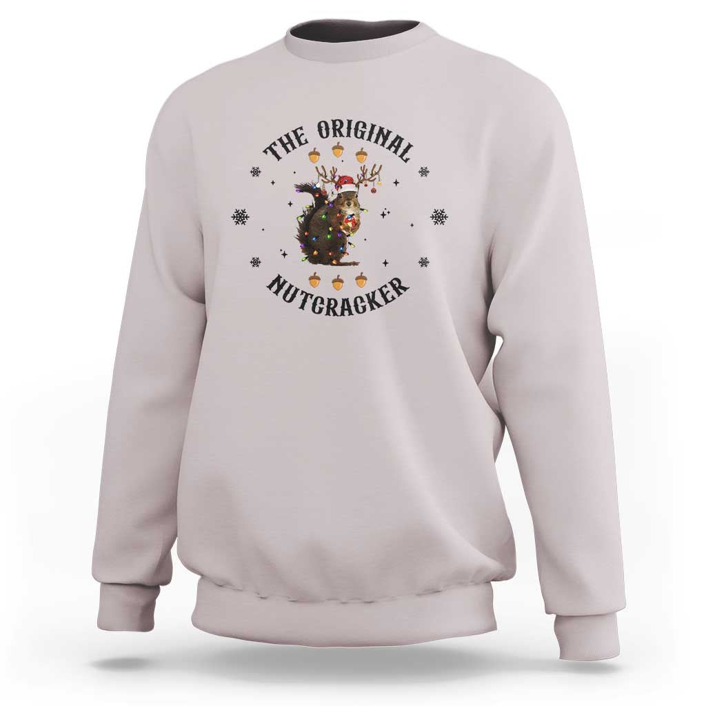 Funny Christmas Squirrel Sweatshirt The Original Nutcracker Snowflake Santa Hat TS11