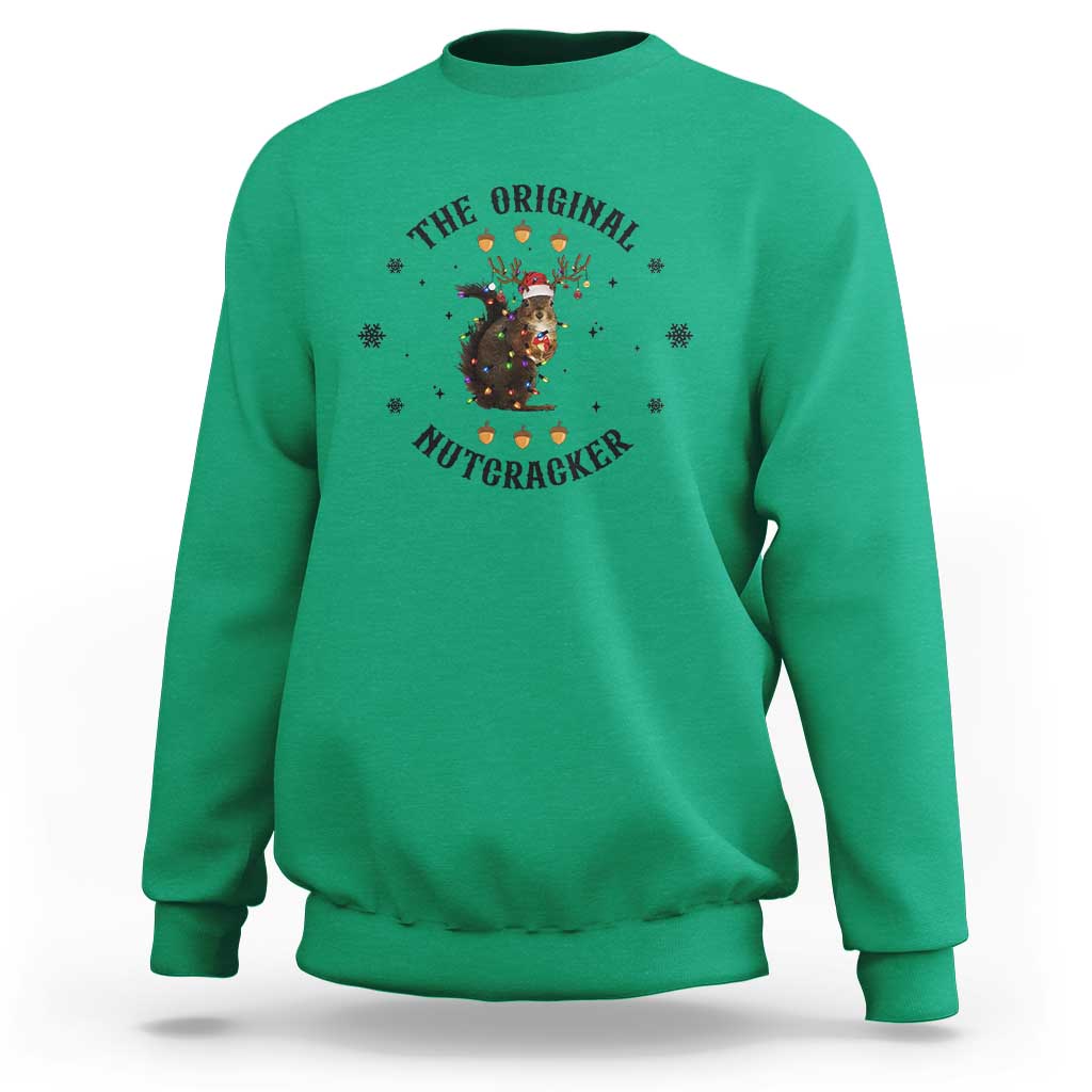 Funny Christmas Squirrel Sweatshirt The Original Nutcracker Snowflake Santa Hat - Wonder Print Shop