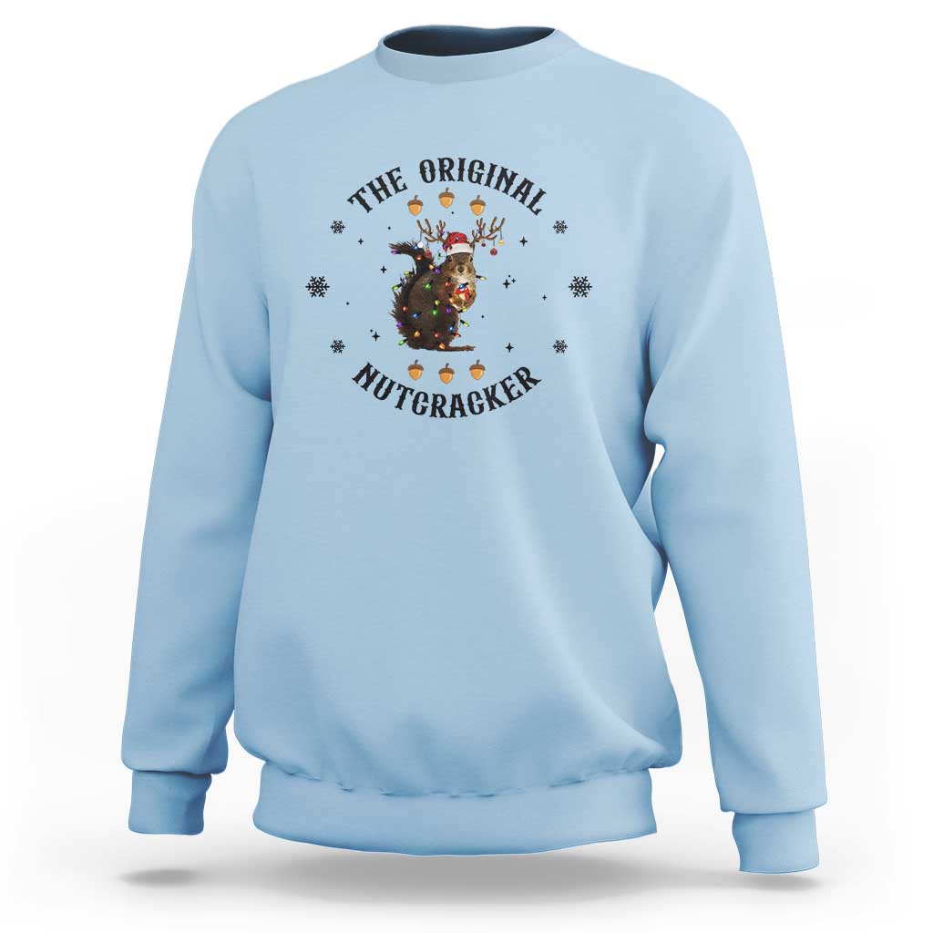 Funny Christmas Squirrel Sweatshirt The Original Nutcracker Snowflake Santa Hat - Wonder Print Shop