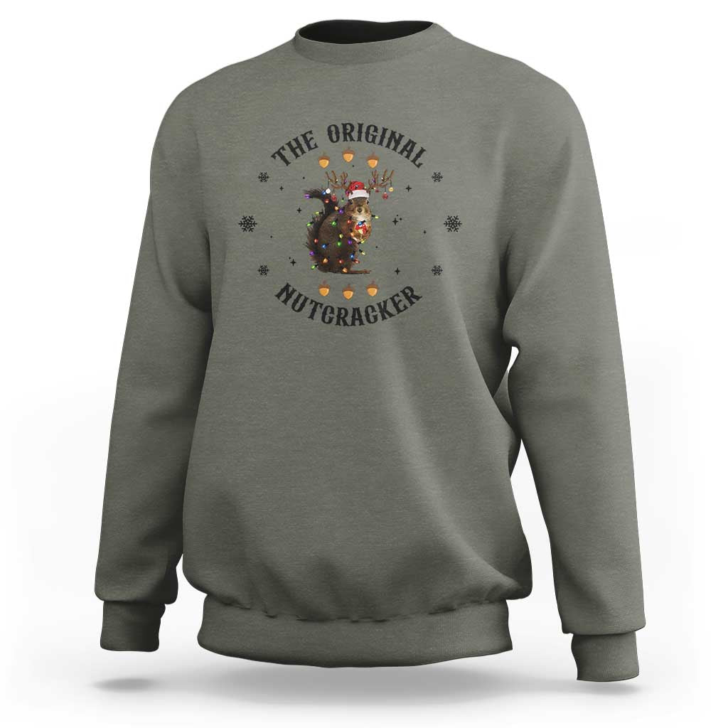 Funny Christmas Squirrel Sweatshirt The Original Nutcracker Snowflake Santa Hat TS11