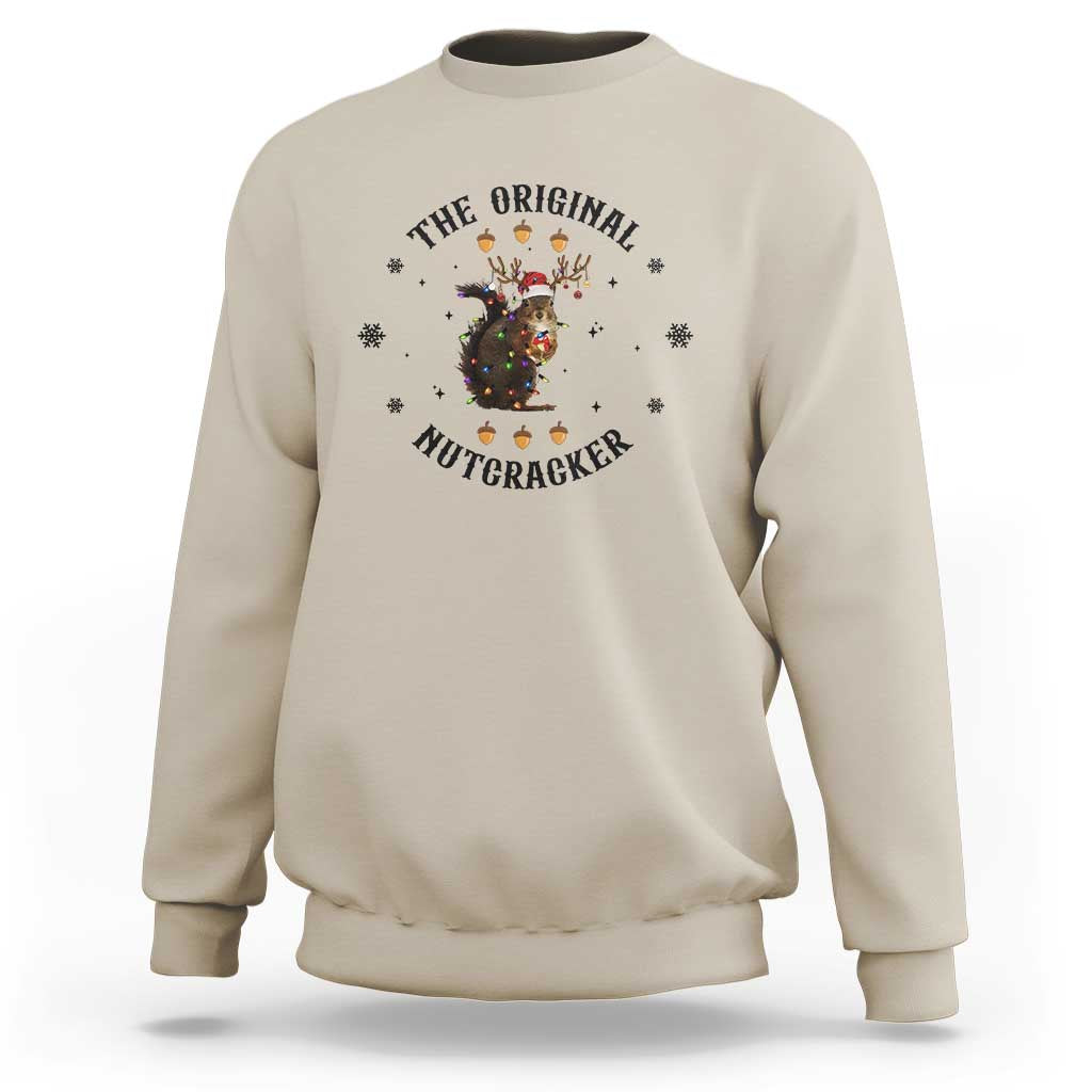 Funny Christmas Squirrel Sweatshirt The Original Nutcracker Snowflake Santa Hat - Wonder Print Shop