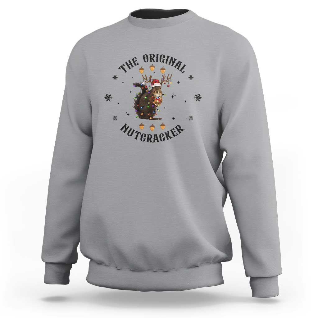 Funny Christmas Squirrel Sweatshirt The Original Nutcracker Snowflake Santa Hat - Wonder Print Shop