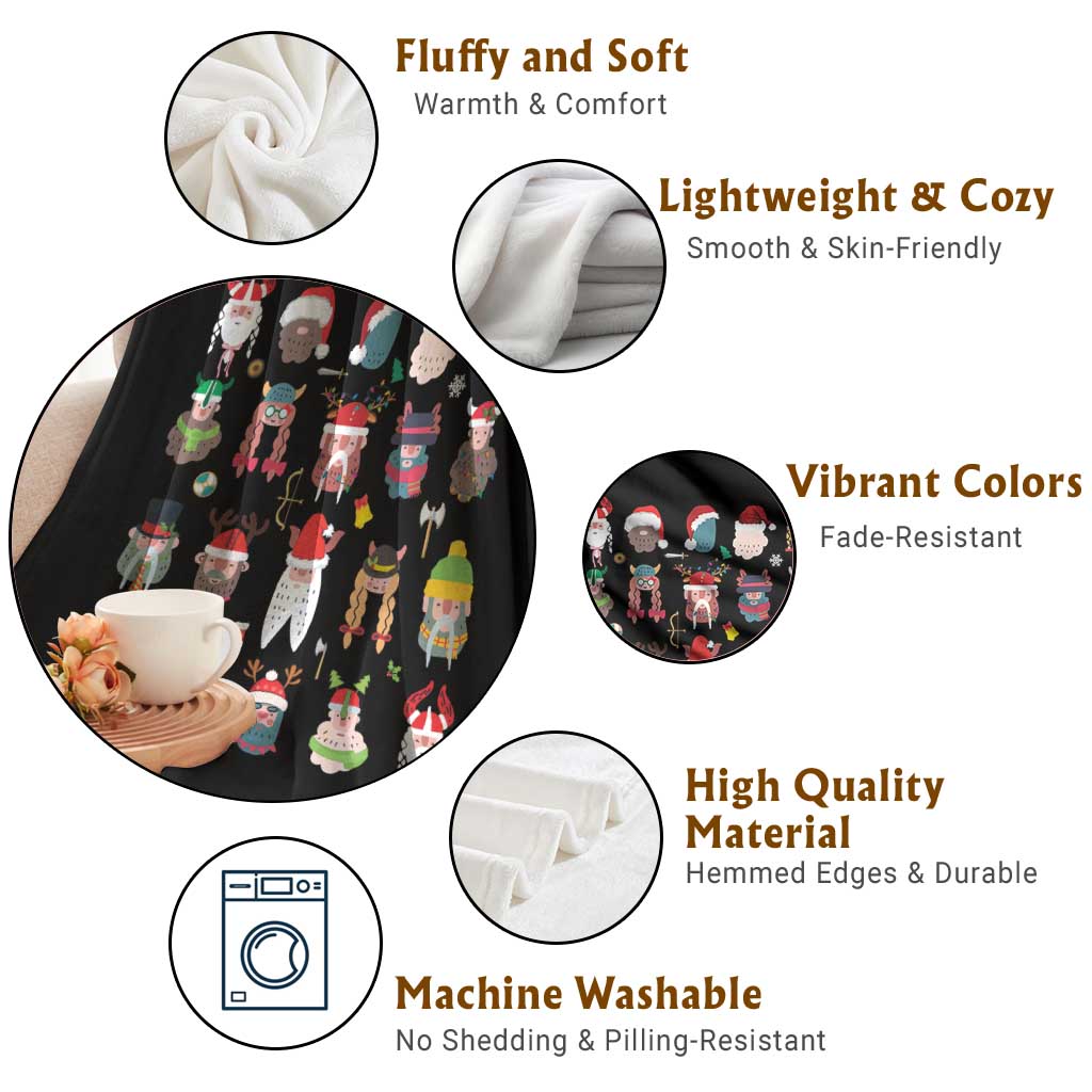 Funny Christmas Viking Throw Blanket Nordic Cute Viking Warriors - Wonder Print Shop