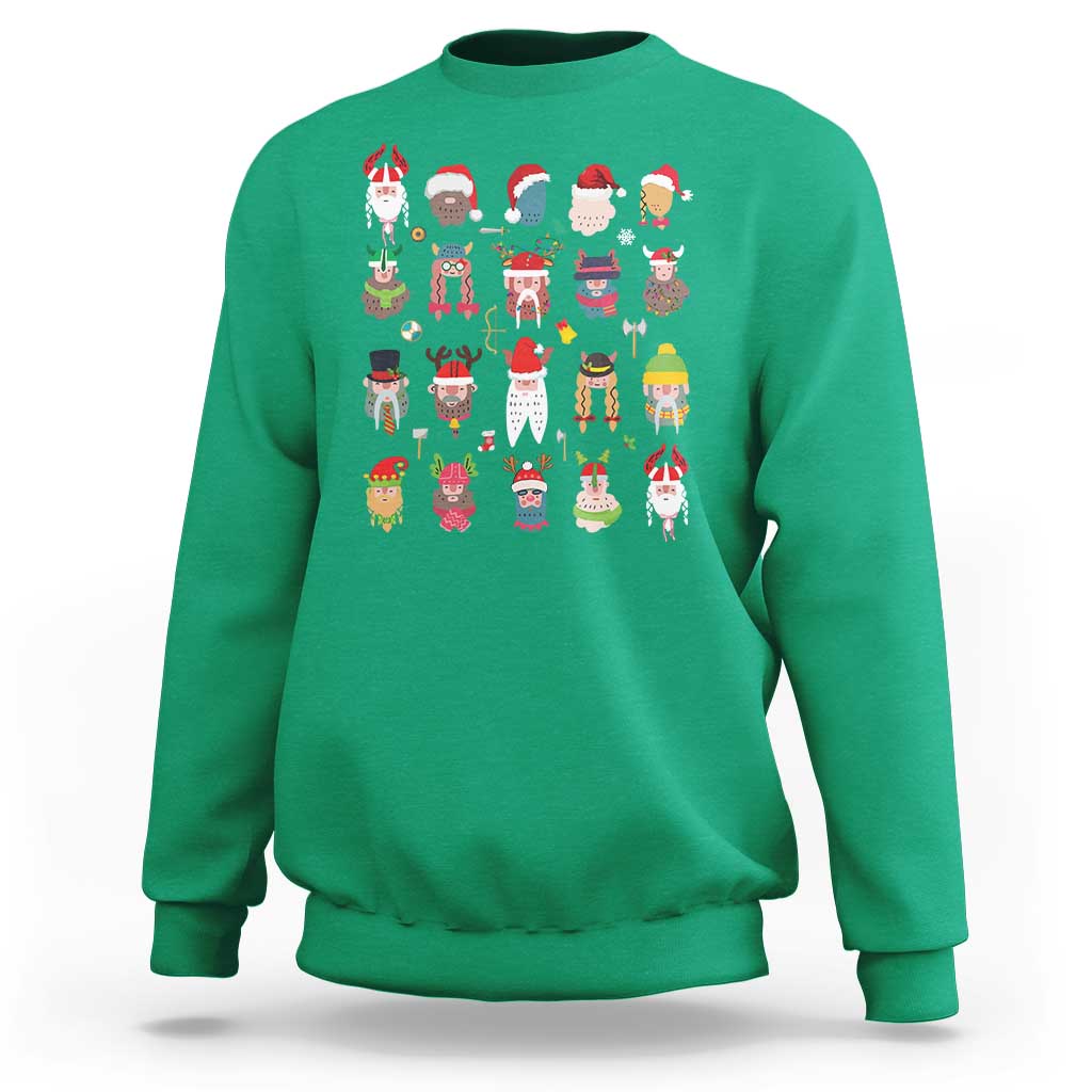 Funny Christmas Viking Sweatshirt Nordic Cute Viking Warriors - Wonder Print Shop