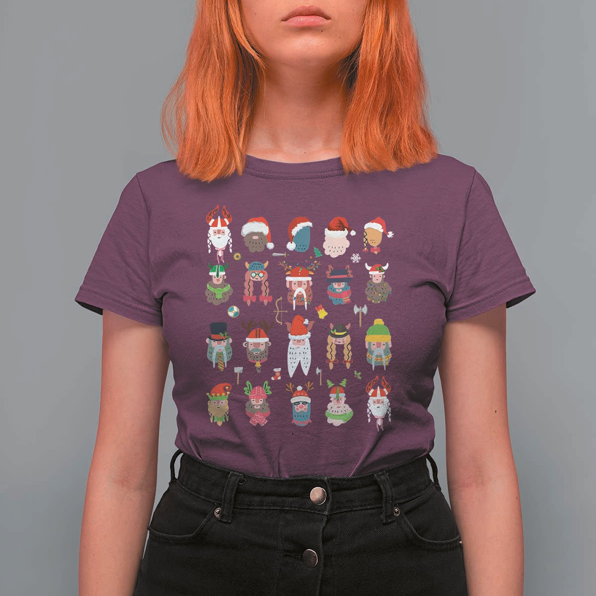 Funny Christmas Viking T Shirt For Women Nordic Cute Viking Warriors - Wonder Print Shop