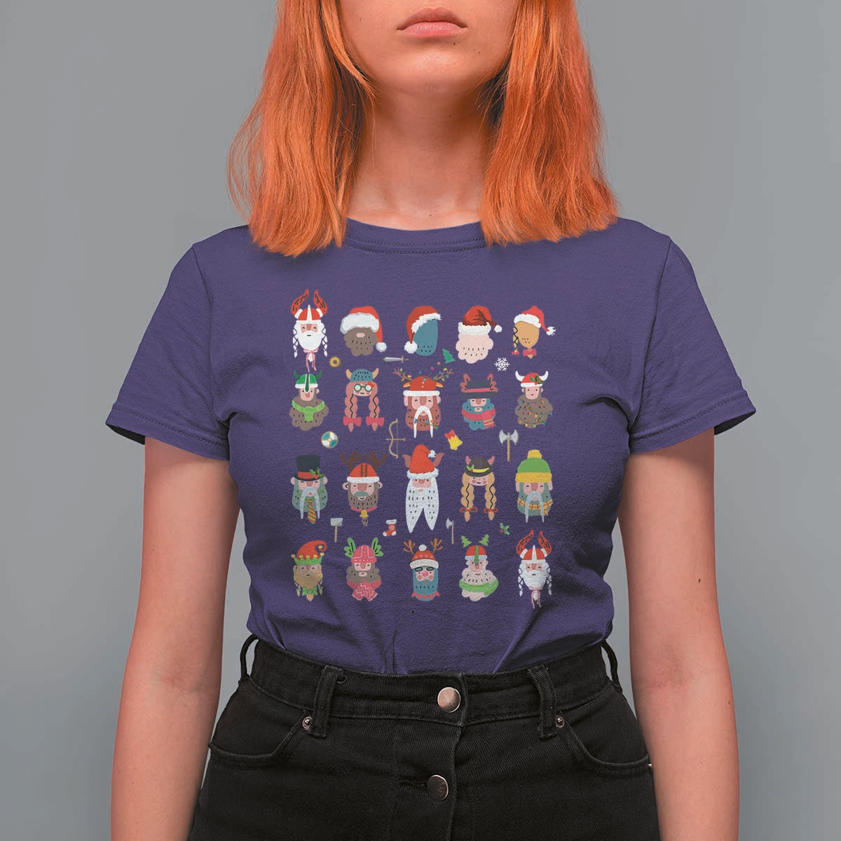 Funny Christmas Viking T Shirt For Women Nordic Cute Viking Warriors - Wonder Print Shop