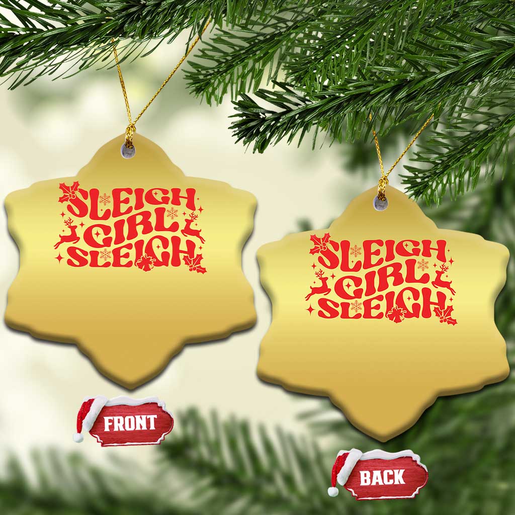 Funny Christmas Christmas Ornament Sleigh Girl Sleigh Reindeer - Wonder Print Shop