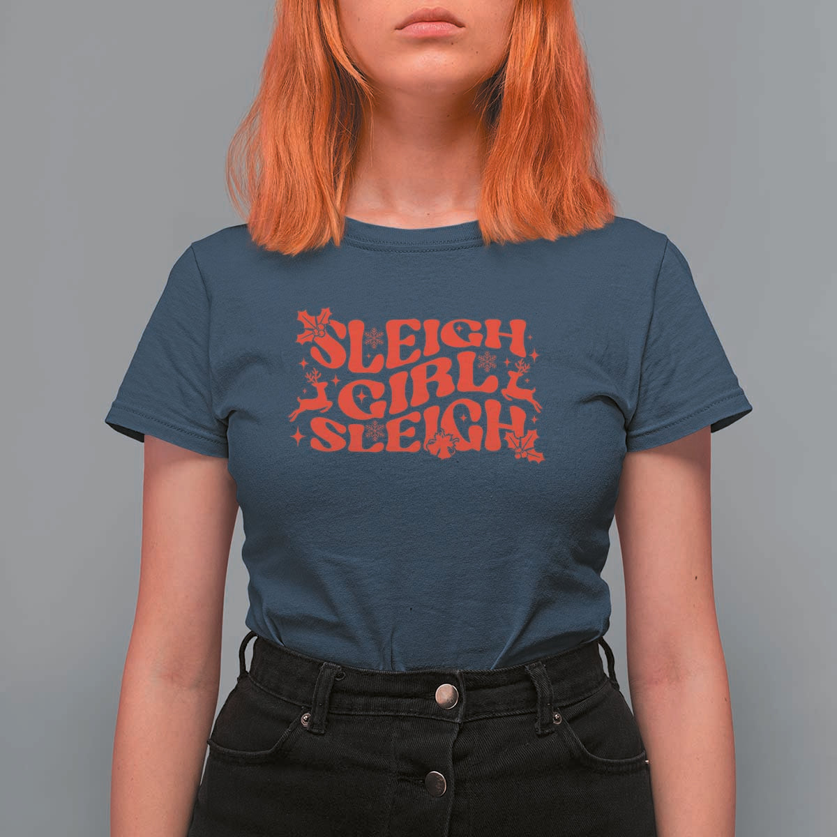Funny Christmas T Shirt For Women Sleigh Girl Sleigh Reindeer - Wonder Print Shop