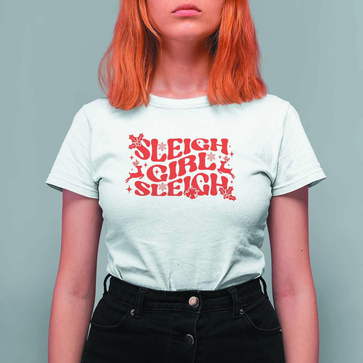 Funny Christmas T Shirt For Women Sleigh Girl Sleigh Reindeer - Wonder Print Shop