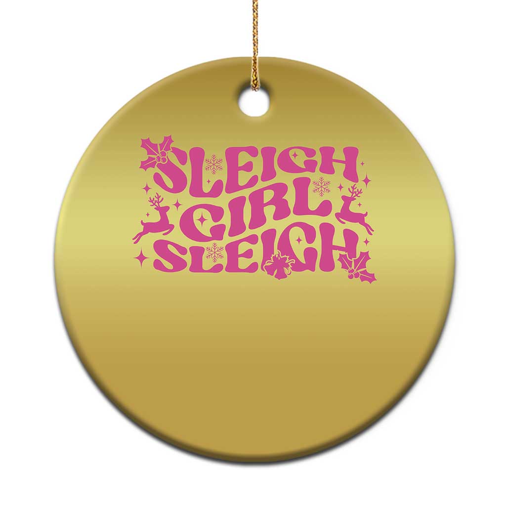 Funny Pink Christmas Christmas Ornament Sleigh Girl Sleigh Reindeer - Wonder Print Shop