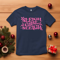 Funny Pink Christmas T Shirt Sleigh Girl Sleigh Reindeer - Wonder Print Shop