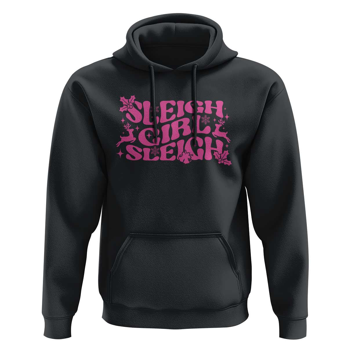 Funny Pink Christmas Hoodie Sleigh Girl Sleigh Reindeer