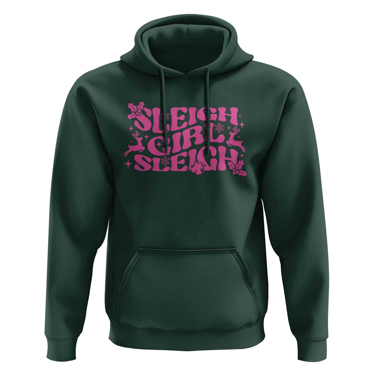 Funny Pink Christmas Hoodie Sleigh Girl Sleigh Reindeer