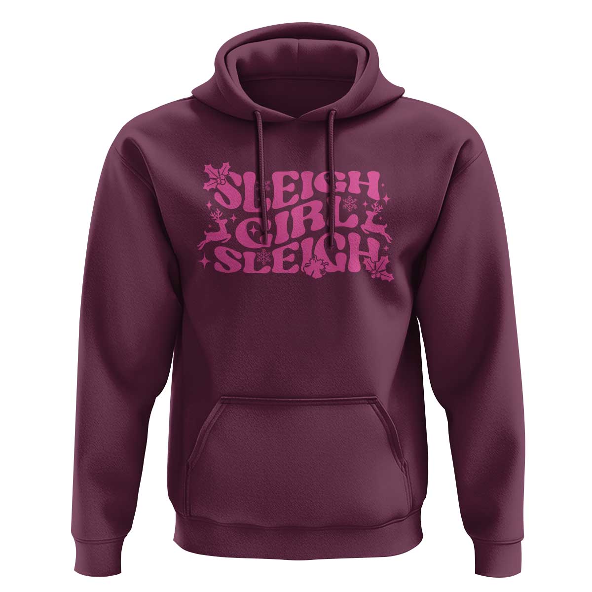 Funny Pink Christmas Hoodie Sleigh Girl Sleigh Reindeer