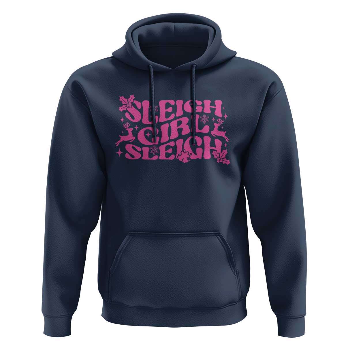 Funny Pink Christmas Hoodie Sleigh Girl Sleigh Reindeer