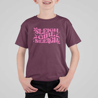 Funny Pink Christmas T Shirt For Kid Sleigh Girl Sleigh Reindeer - Wonder Print Shop
