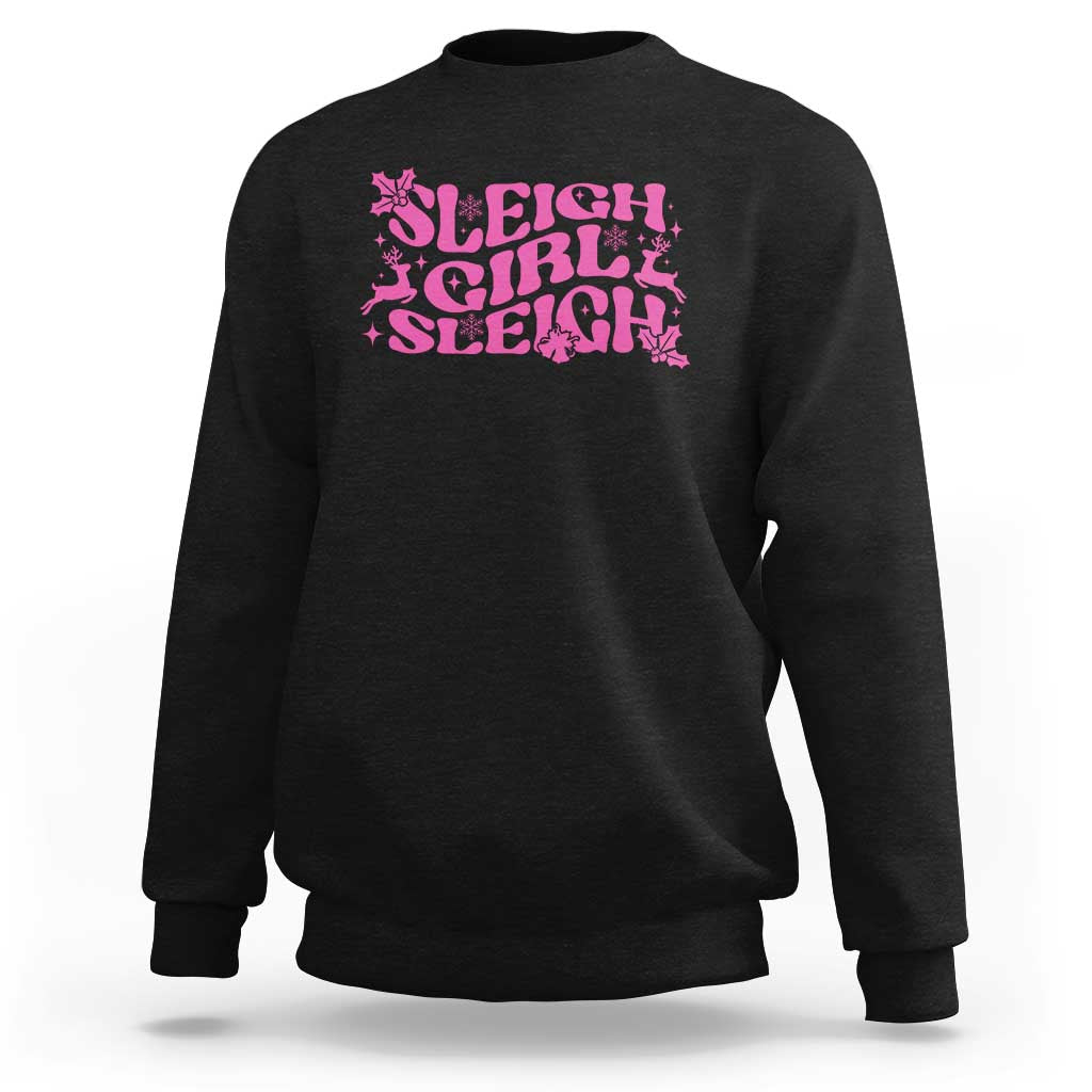 Funny Pink Christmas Sweatshirt Sleigh Girl Sleigh Reindeer - Wonder Print Shop