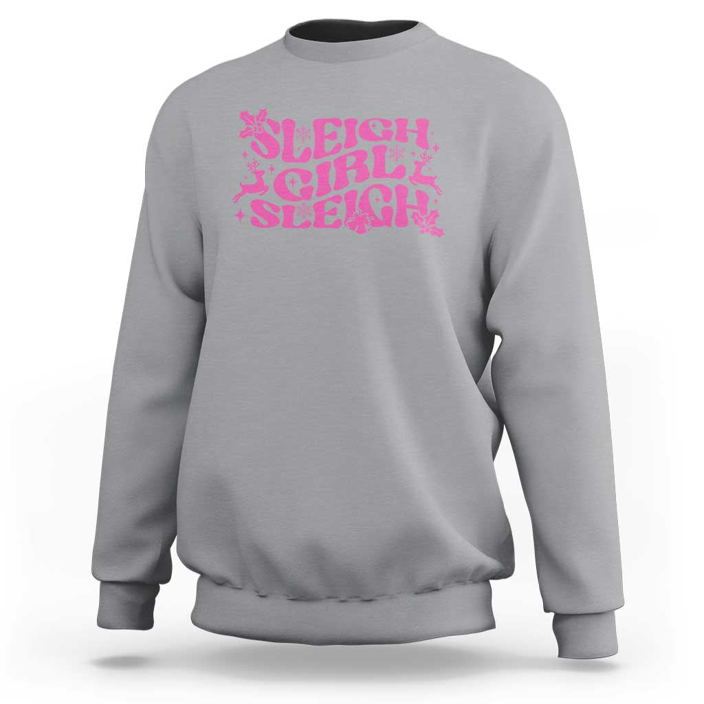 Funny Pink Christmas Sweatshirt Sleigh Girl Sleigh Reindeer - Wonder Print Shop