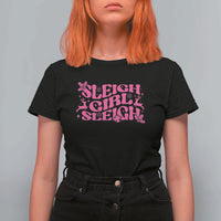 Funny Pink Christmas T Shirt For Women Sleigh Girl Sleigh Reindeer - Wonder Print Shop