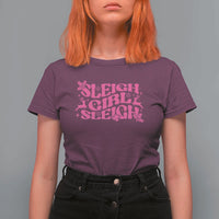 Funny Pink Christmas T Shirt For Women Sleigh Girl Sleigh Reindeer - Wonder Print Shop