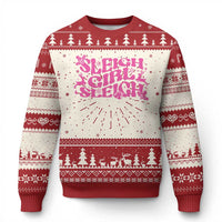 Funny Pink Xmas Ugly Christmas Sweater Sleigh Girl Sleigh Reindeer - Wonder Print Shop