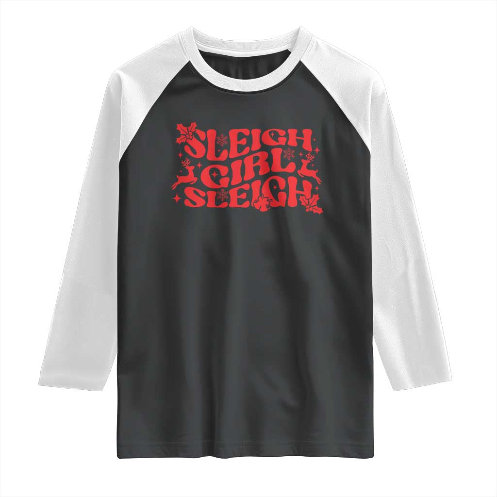 Funny Christmas Raglan Shirt Sleigh Girl Sleigh Reindeer - Wonder Print Shop