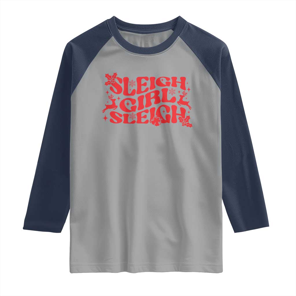 Funny Christmas Raglan Shirt Sleigh Girl Sleigh Reindeer - Wonder Print Shop