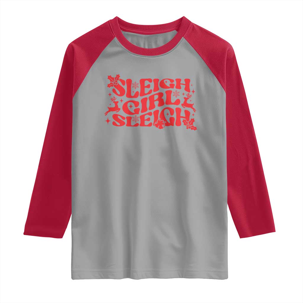 Funny Christmas Raglan Shirt Sleigh Girl Sleigh Reindeer - Wonder Print Shop