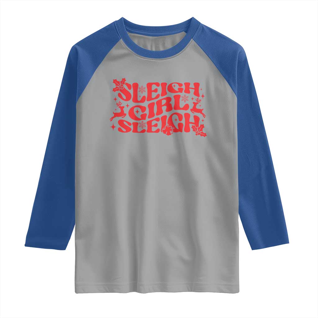 Funny Christmas Raglan Shirt Sleigh Girl Sleigh Reindeer - Wonder Print Shop