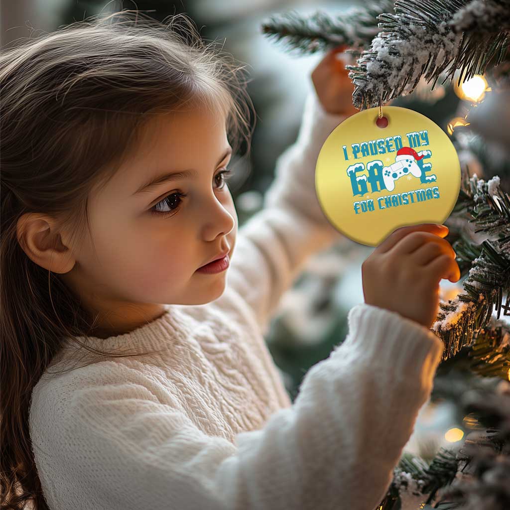 Funny Xmas Gamers Christmas Ornament I Paused My Game For Christmas Snowy Santa Hat - Wonder Print Shop