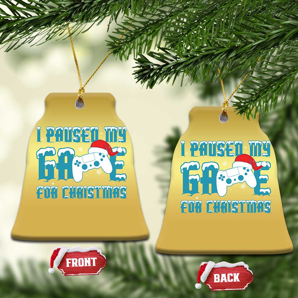 Funny Xmas Gamers Christmas Ornament I Paused My Game For Christmas Snowy Santa Hat - Wonder Print Shop