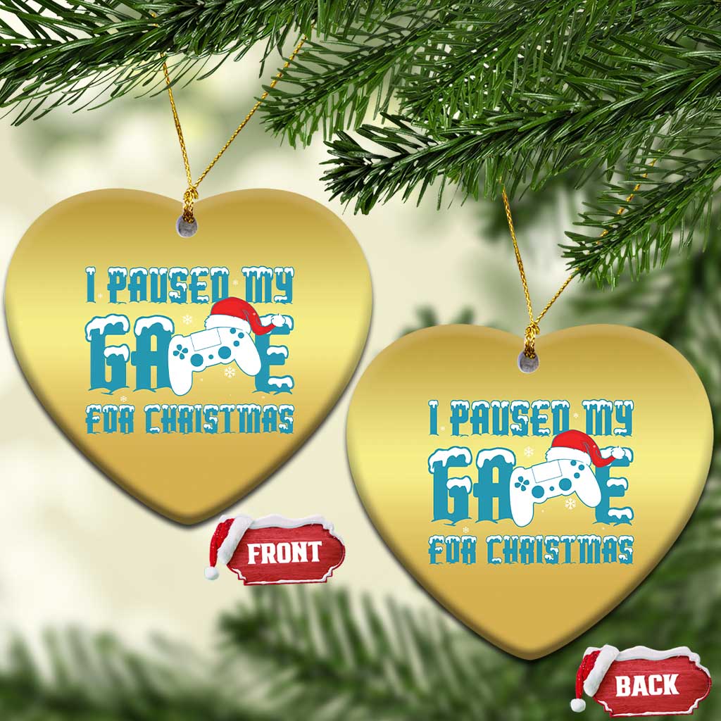 Funny Xmas Gamers Christmas Ornament I Paused My Game For Christmas Snowy Santa Hat - Wonder Print Shop