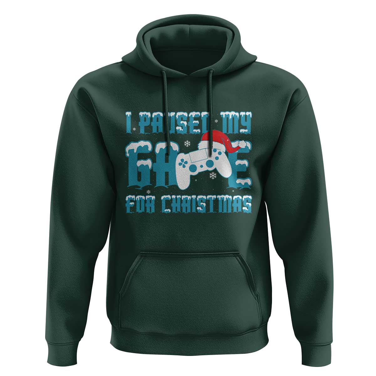 Funny Christmas Gamers Hoodie I Paused My Game For Christmas Snowy Santa Hat