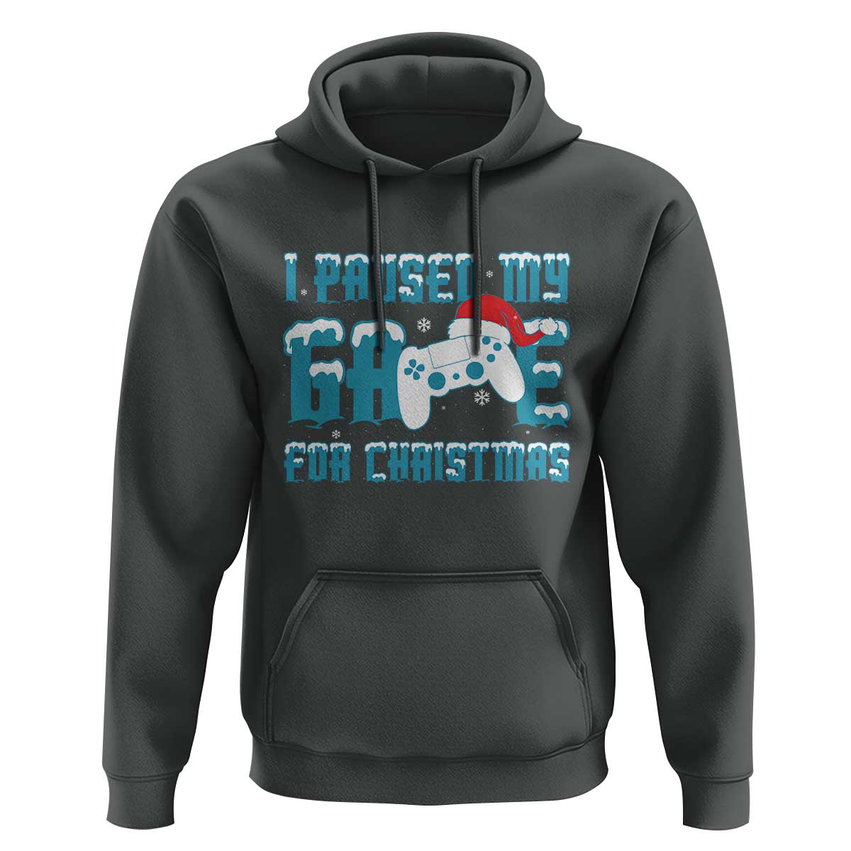 Funny Christmas Gamers Hoodie I Paused My Game For Christmas Snowy Santa Hat