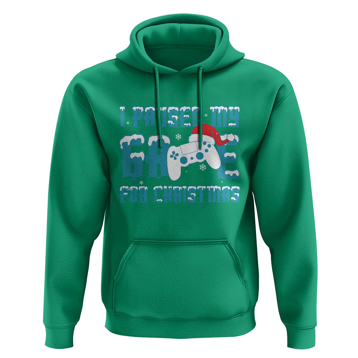 Funny Christmas Gamers Hoodie I Paused My Game For Christmas Snowy Santa Hat