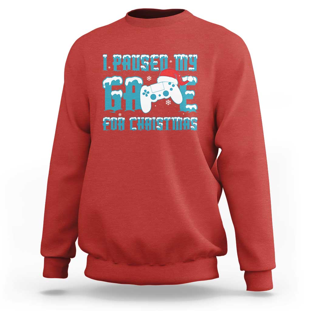 Funny Christmas Gamers Sweatshirt I Paused My Game For Christmas Snowy Santa Hat - Wonder Print Shop