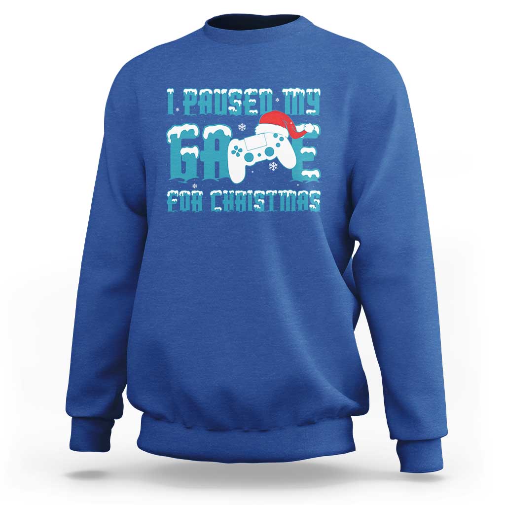Funny Christmas Gamers Sweatshirt I Paused My Game For Christmas Snowy Santa Hat - Wonder Print Shop