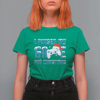 Funny Christmas Gamers T Shirt For Women I Paused My Game For Christmas Snowy Santa Hat - Wonder Print Shop