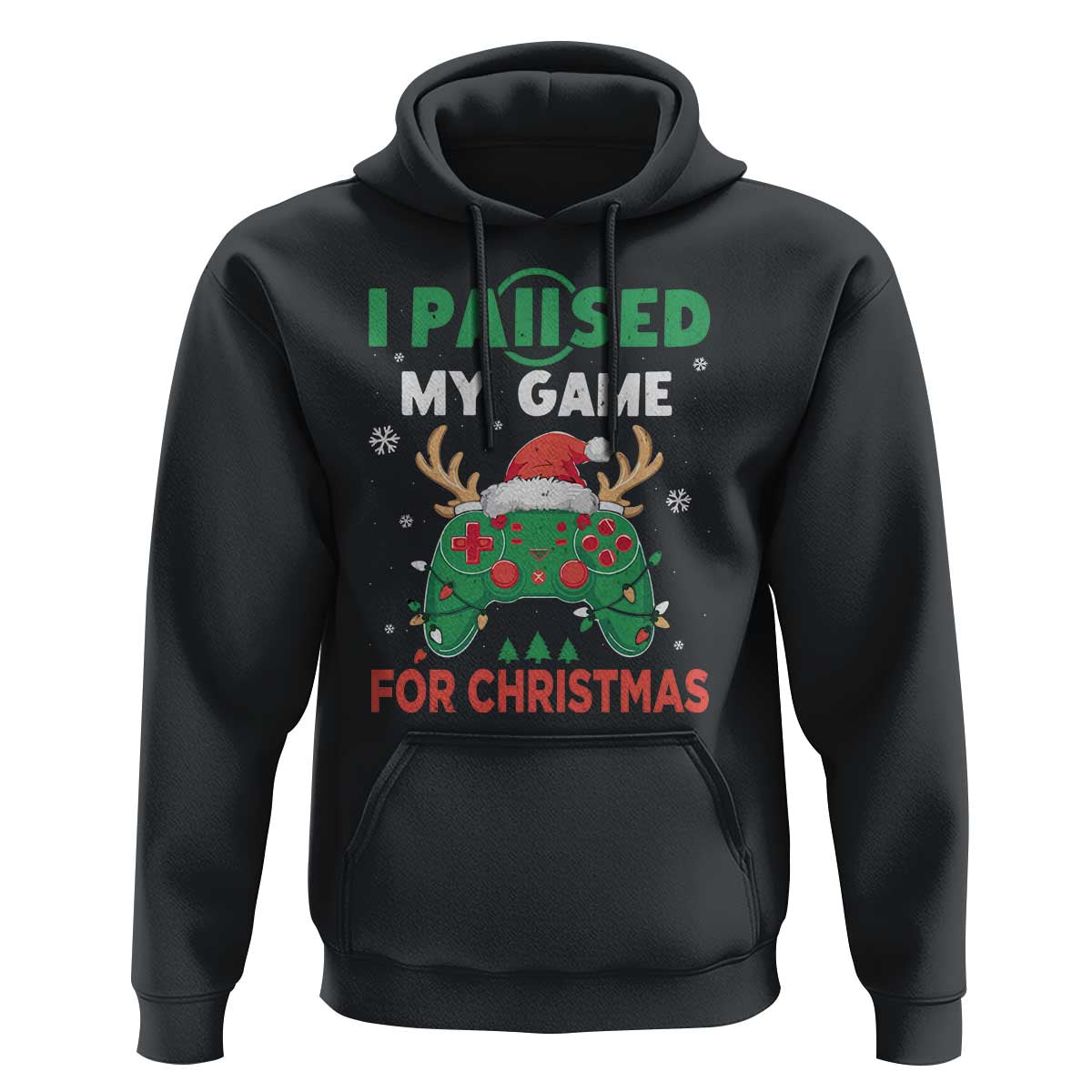 Funny Christmas Gamers Hoodie I Paused My Game For Christmas Santa Hat