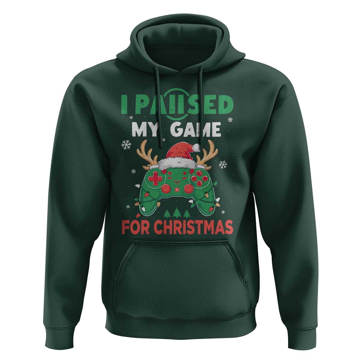 Funny Christmas Gamers Hoodie I Paused My Game For Christmas Santa Hat