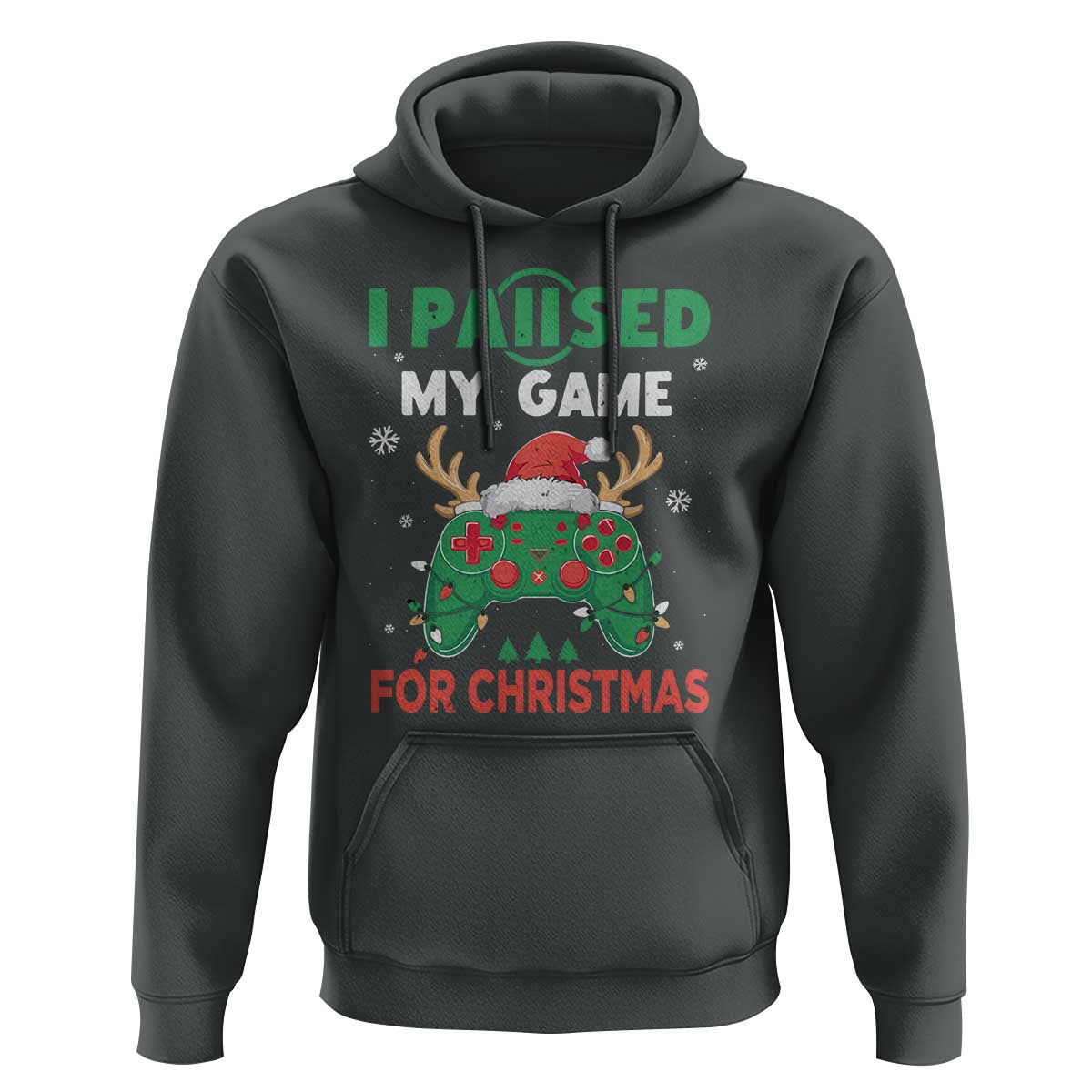 Funny Christmas Gamers Hoodie I Paused My Game For Christmas Santa Hat