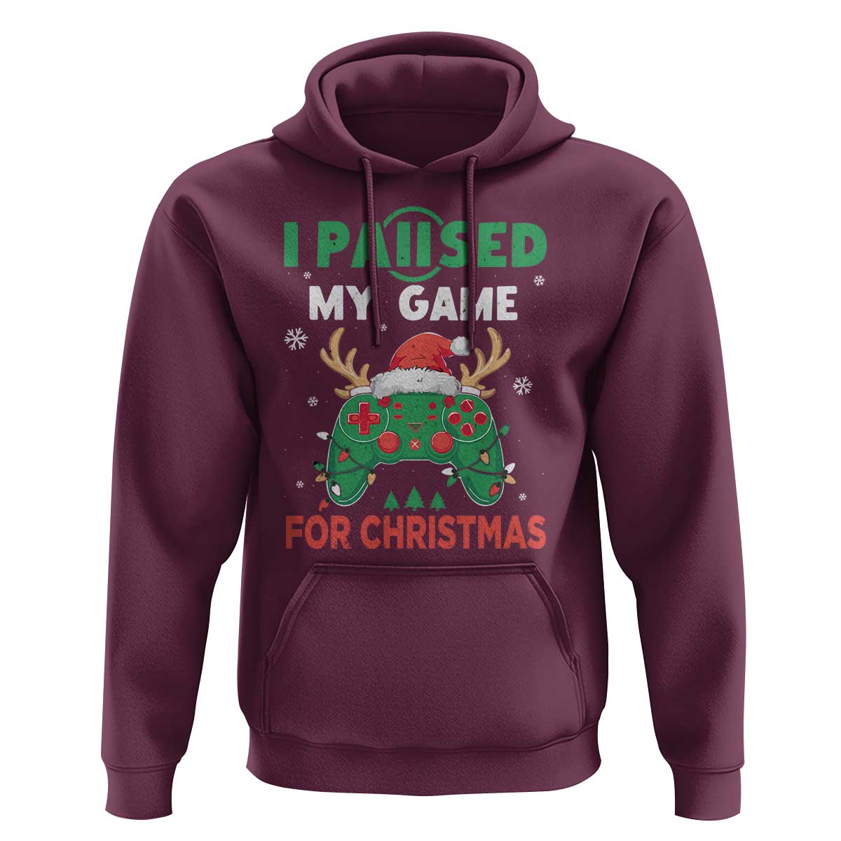 Funny Christmas Gamers Hoodie I Paused My Game For Christmas Santa Hat