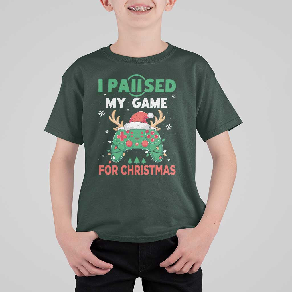 Funny Christmas Gamers T Shirt For Kid I Paused My Game For Christmas Santa Hat - Wonder Print Shop