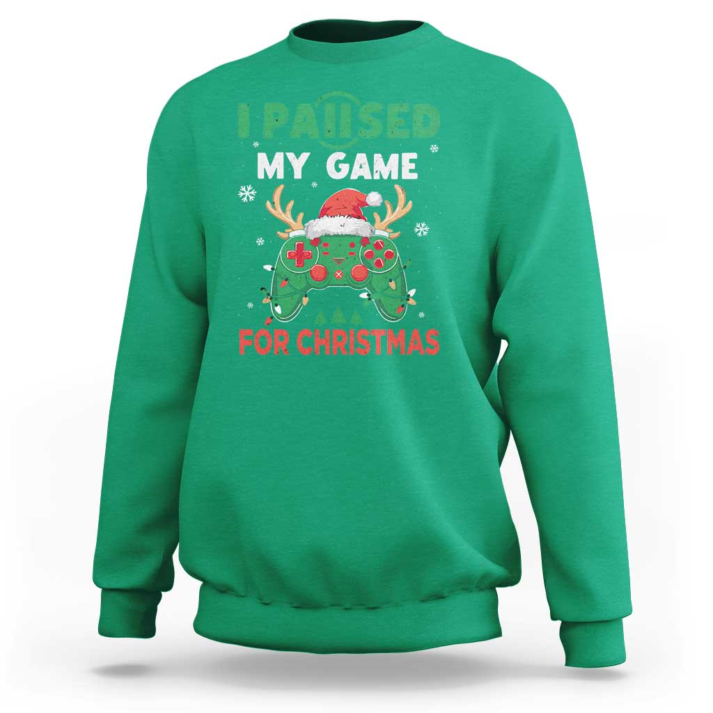 Funny Christmas Gamers Sweatshirt I Paused My Game For Christmas Santa Hat - Wonder Print Shop