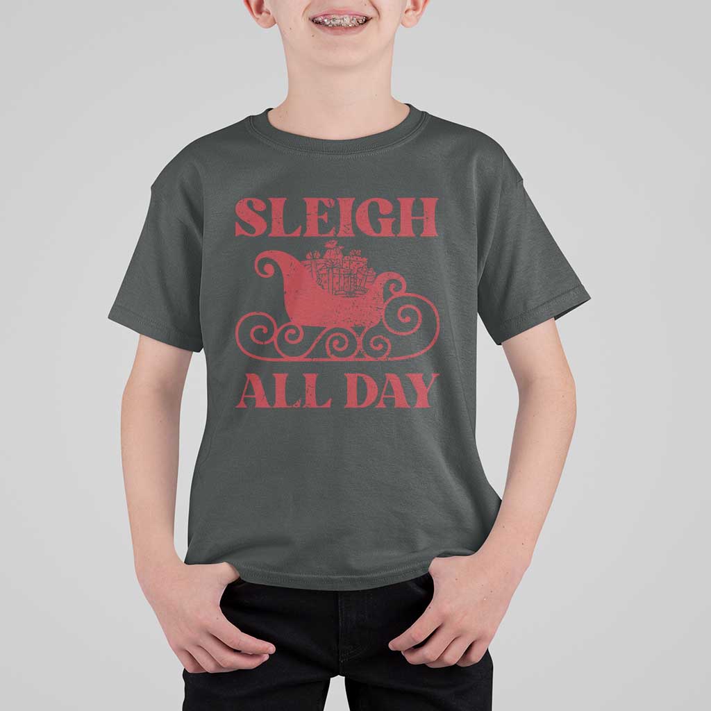 Funny Christmas T Shirt For Kid Sleigh All Day Xmas Santa's Sleigh - Wonder Print Shop