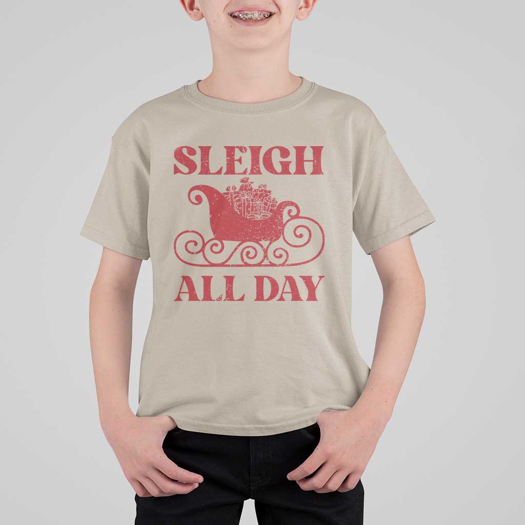 Funny Christmas T Shirt For Kid Sleigh All Day Xmas Santa's Sleigh - Wonder Print Shop
