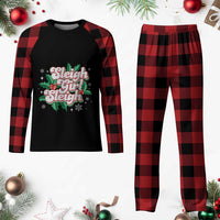 Sleigh Girl Sleigh Plaid Pajama Set Xmas Retro Groove Slay Girl Mistletoe - Wonder Print Shop
